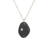 CVC Stones YG KOS Necklace / black stone, white diamonds 0.29ct and 30" chain 18k