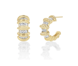Lizzie Mandler YG 4 Row Fluted Bar Carre Hoops PAIR 2.16ct 18k