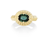 Lizzie Mandler Fluted Bezel with Oval Green Tourmaline Ring