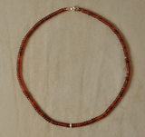Laoli YG Tiny Diamond Rouge Necklace with Diamond Pave Bead / Diamonds 0.15ct, Red Carnelian 14k/18k