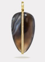 By Pariah XL Diamond Pave Pebble Pendant with Botswana Agate