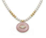 Joanna Dahdah Pink MOP Oval and Pearls Gold Beads Necklace