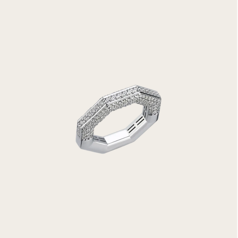 Ascher Thin Diamond Pave Duo Bubble Ring