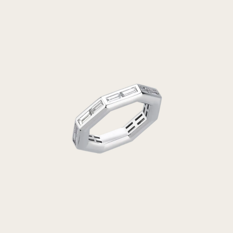 Ascher Thin Full Diamond Baguette Bubble Ring