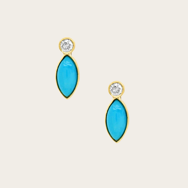 Jennifer Meyer Diamond Bezel with Turquoise Marquise Studs