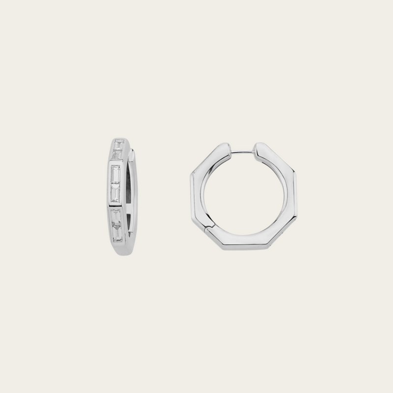 Ascher X Large Diamond Baguette Bubble Hoops