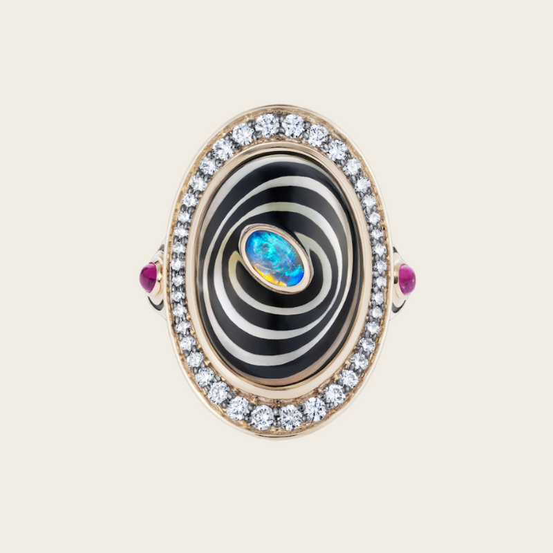 Noor Fares GRY Optik Rupa Ring with Rock Crystal