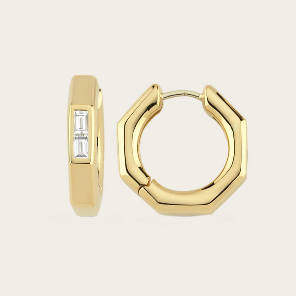 Ascher Large Diamond Baguette Bubble Hoops