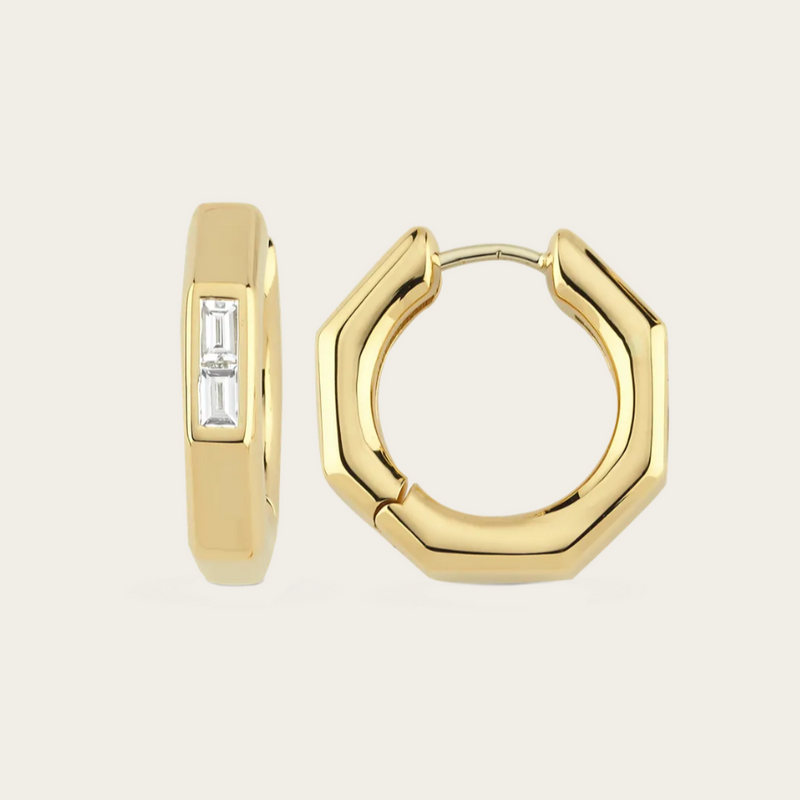 Ascher Large Diamond Baguette Bubble Hoops