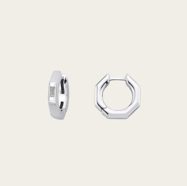 Ascher Medium Diamond Baguette Bubble Hoops