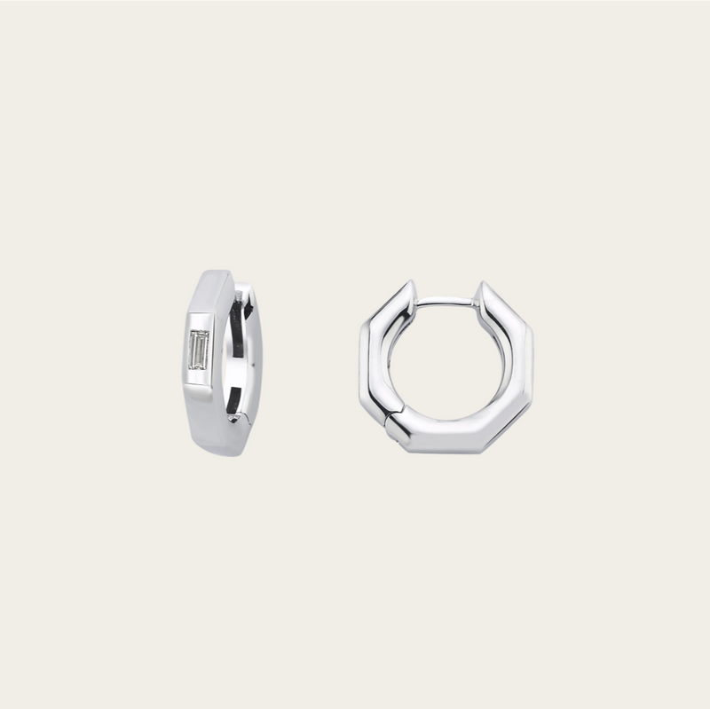 Ascher Medium Diamond Baguette Bubble Hoops