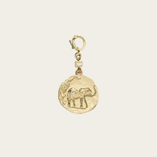Azlee Small Elefante Baguette Diamond Charm