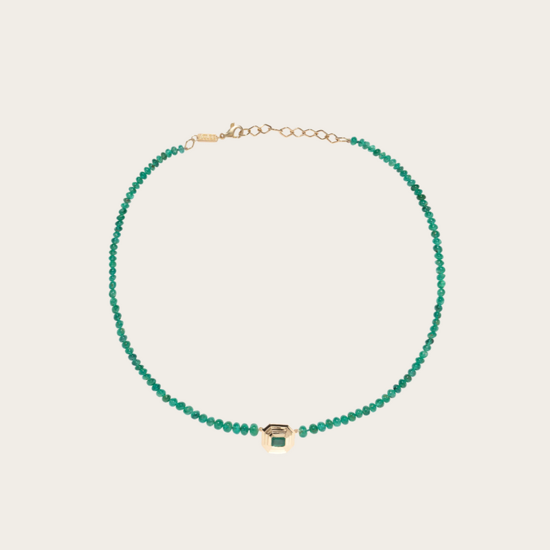Azlee Rich Emerald Bead Staircase Necklace