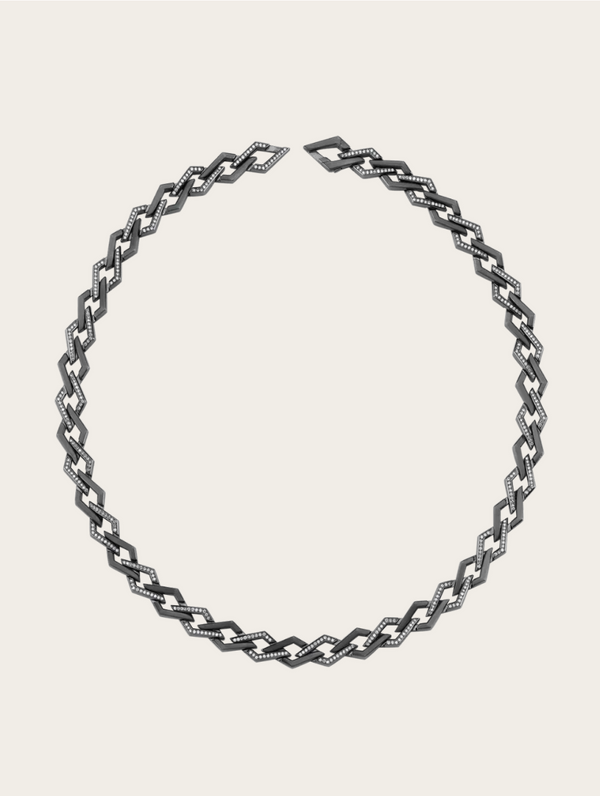 Ascher  Diamond Pave Tidal Pull  Long Necklace