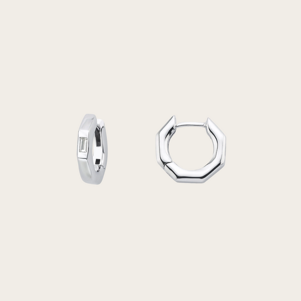 Ascher Small Diamond Baguette Bubble Hoops