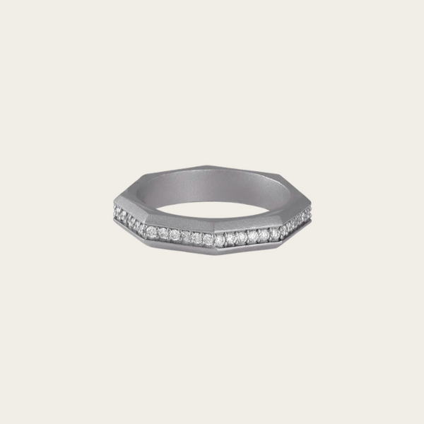 Ascher Matte Brushed Diamond  Celestial Ring