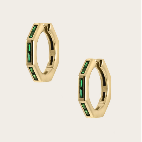 Ascher X Large Emerald  Bubble Hoops