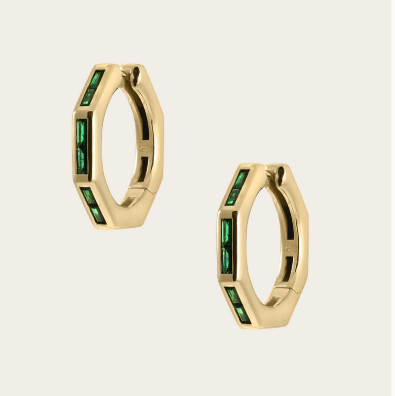Ascher X Large Emerald  Bubble Hoops