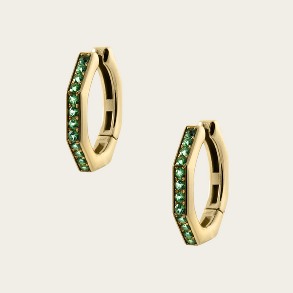 Ascher X Large Emerald Pave Bubble Hoops