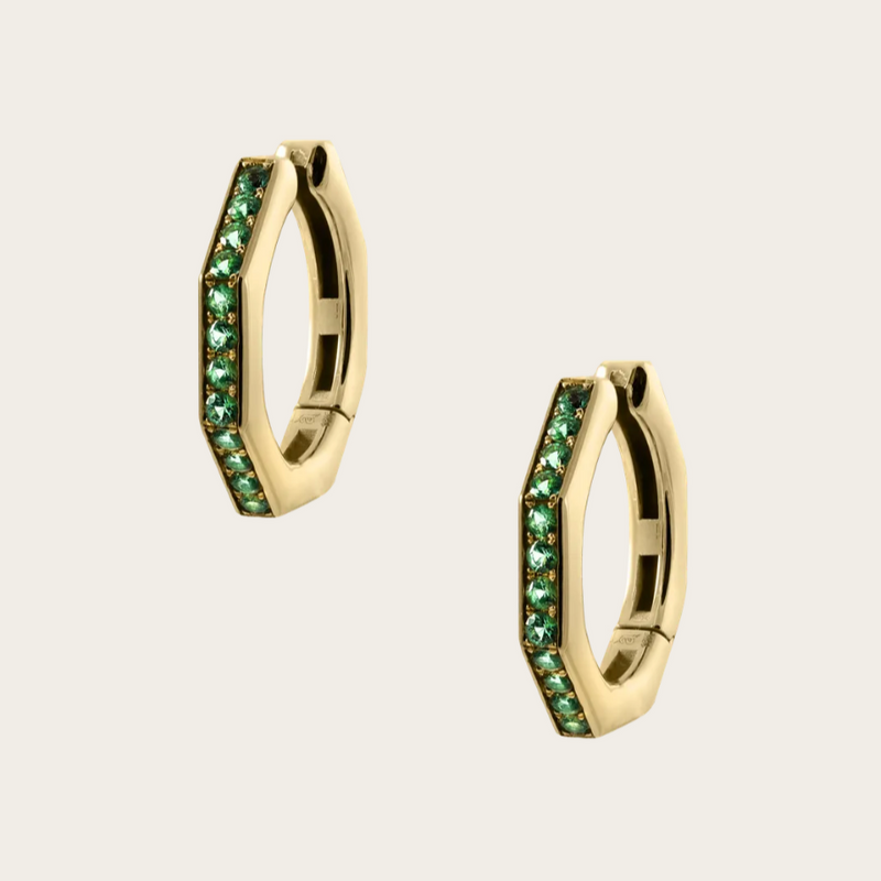 Ascher X Large Emerald Pave Bubble Hoops
