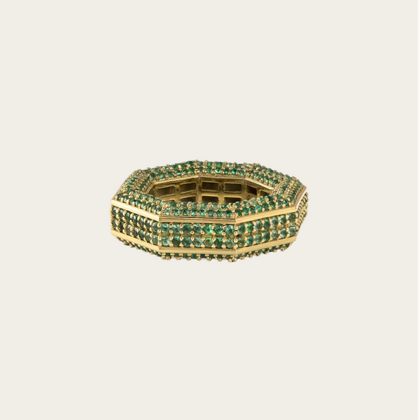 Ascher Emerald Pave Bubble Ring