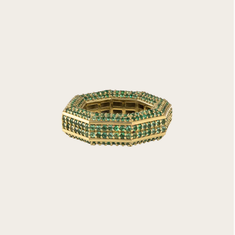 Ascher Emerald Pave Bubble Ring