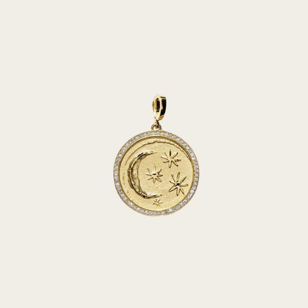 Azlee Large Cosmic Pave Diamond Coin Charm
