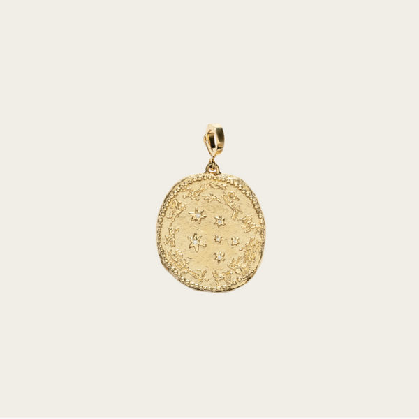 Azlee Large Zodiac Diamond Coin Charm