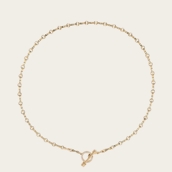 Azlee 16" Small Motif Double Link Pave Toggle Chain