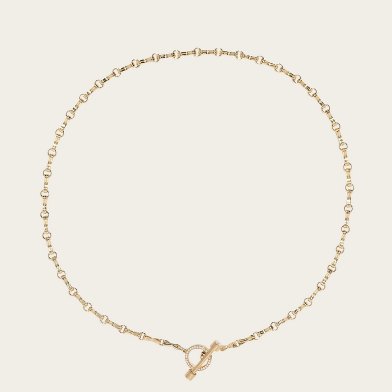 Azlee 16" Small Motif Double Link Pave Toggle Chain