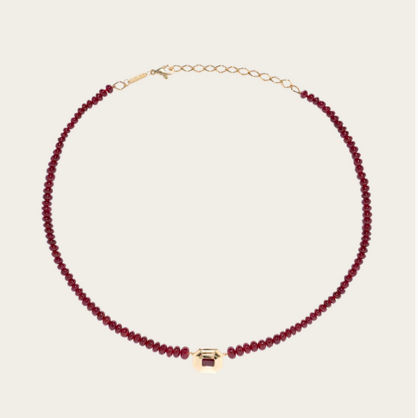 Azlee Rich Ruby Bead Staircase Necklace