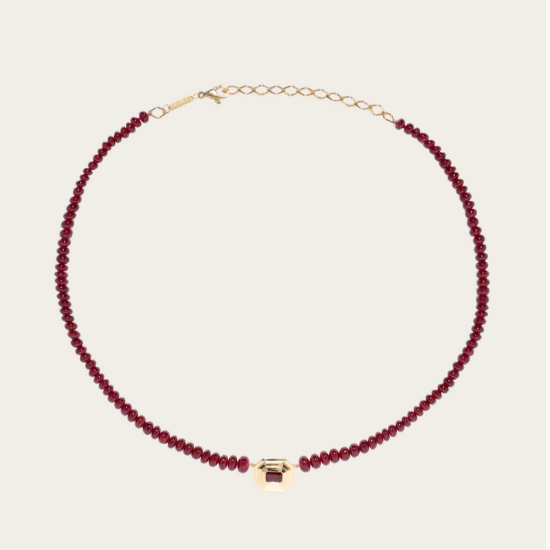 Azlee Rich Ruby Bead Staircase Necklace