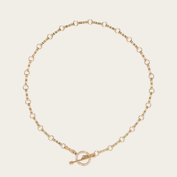 Azlee 16" Large Motif Double Link Pave Toggle Chain