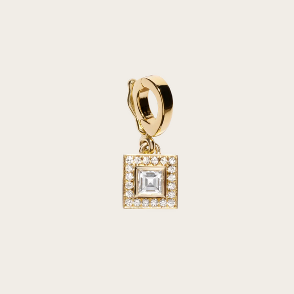 Azlee Silhouette Small Carre Diamond Charm
