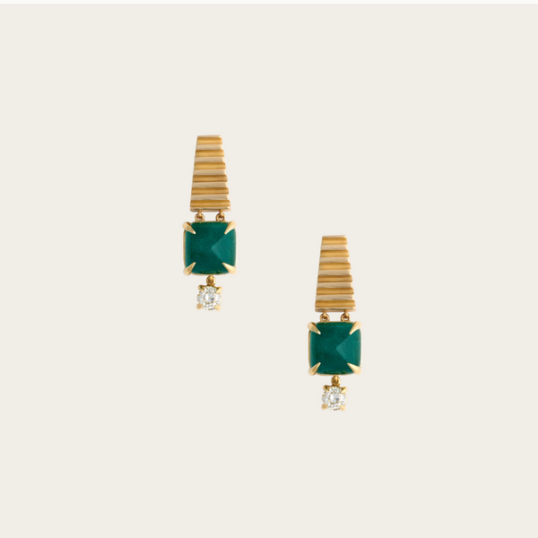 Azlee Moss Large Emerald and Diamond Earrings