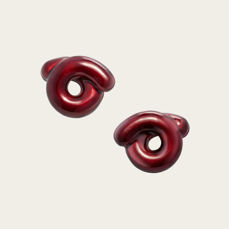Bea Bongiasca Semitrasparent Burgundy Enamel Tarallo Earrings