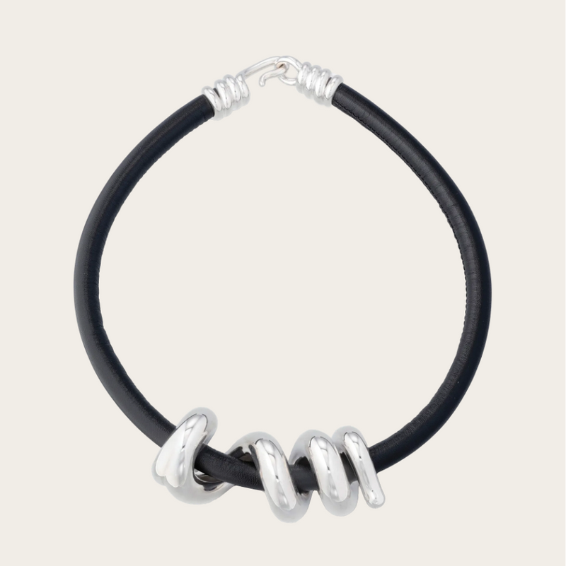 Bea Bongiasca SS Maxi Vine Black Leather Cord Necklace