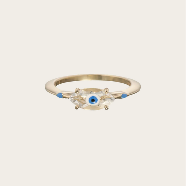 Bea Bongiasca Big Fortuneye Protection Ring with Turquoise