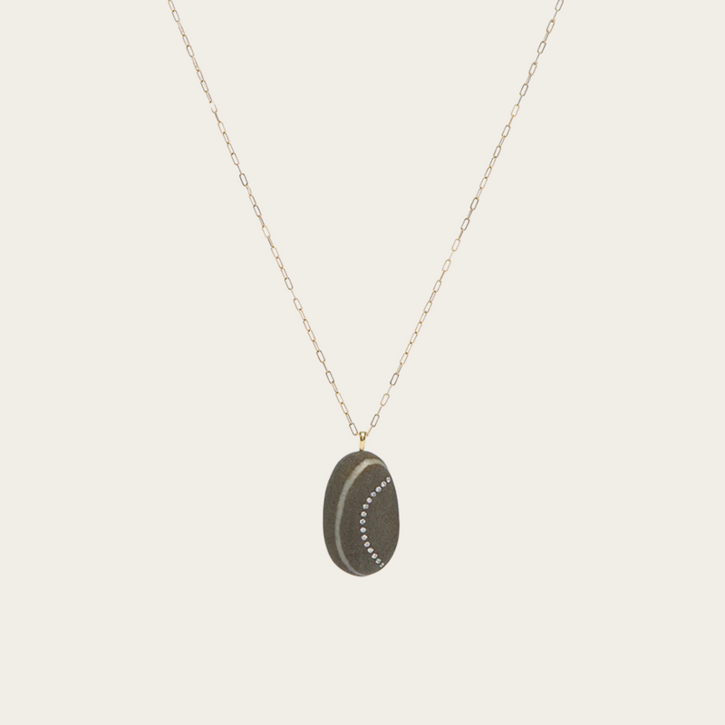 CVC Stones POPPY Necklace / grey stone with a white vein