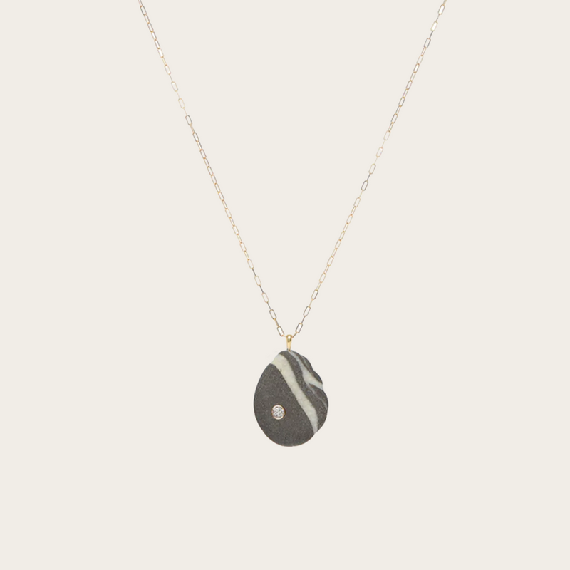 CVC Stones EUGENIA Necklace / grey stone with two white veins