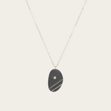 CVC Stones VINTAGE Necklace / black stone with a white vein