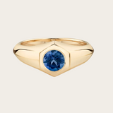 Lizzie Mandler Blue Sapphire Small Round Signet Ring