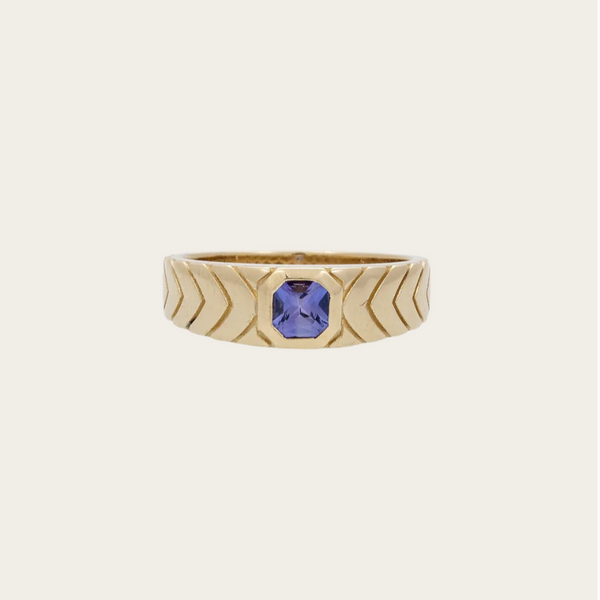 Jacquie Aiche Asscher Cut Tanzanite Chevron Sides Pinky Ring