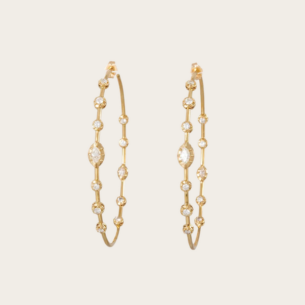 Jacquie Aiche Round Graduated Diamond Inside Out Hoops