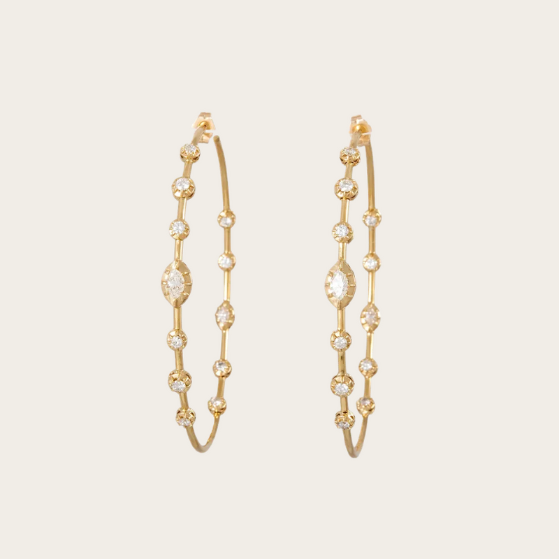 Jacquie Aiche Round Graduated Diamond Inside Out Hoops