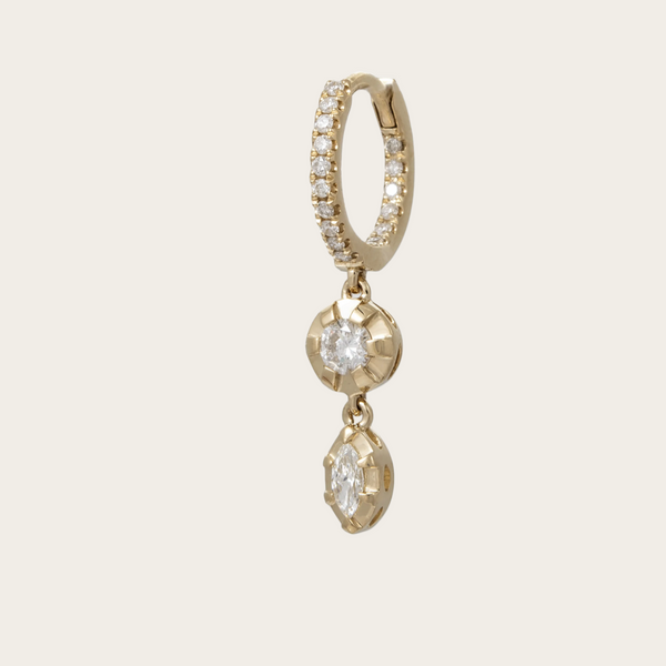 Jacquie Aiche Sophia Pave Round & Marquise Diamond Drop Mini Hoop
