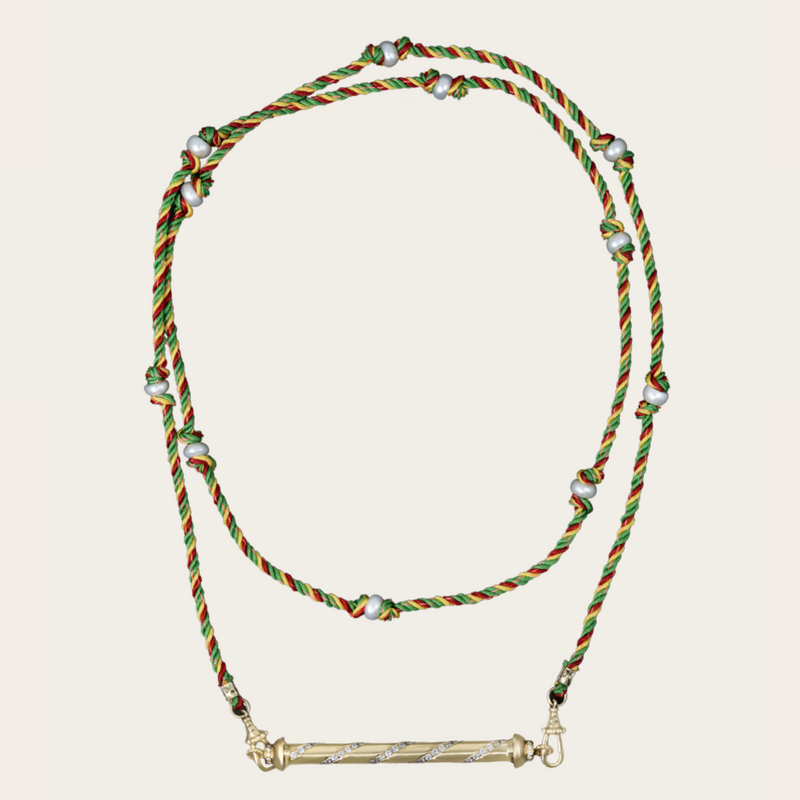 Marie Lichtenberg Plain Gold Candy Cane Pendant with Diamonds