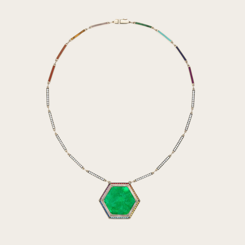 Noor Fares One of a Kind Muzo Anahata Emerald Pendant