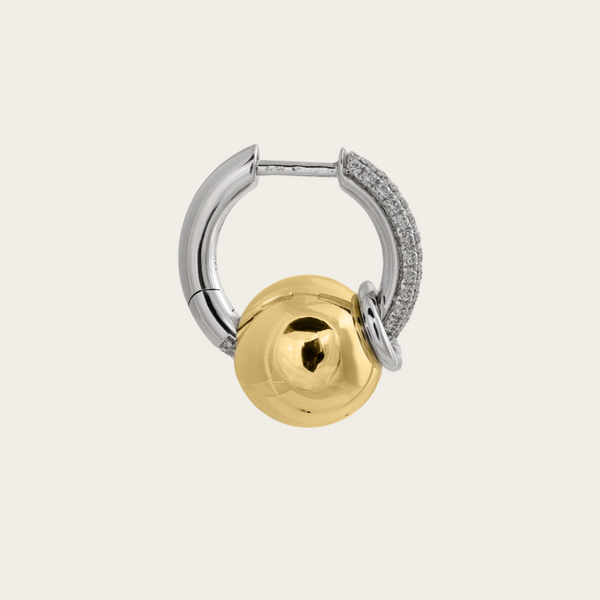 Rainbow K Large Piercing Ball and Ring Diamond Pave Earring