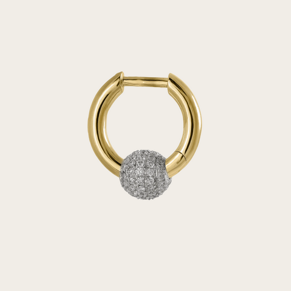 Rainbow K Small Piercing with Ball Diamond Pave Earring